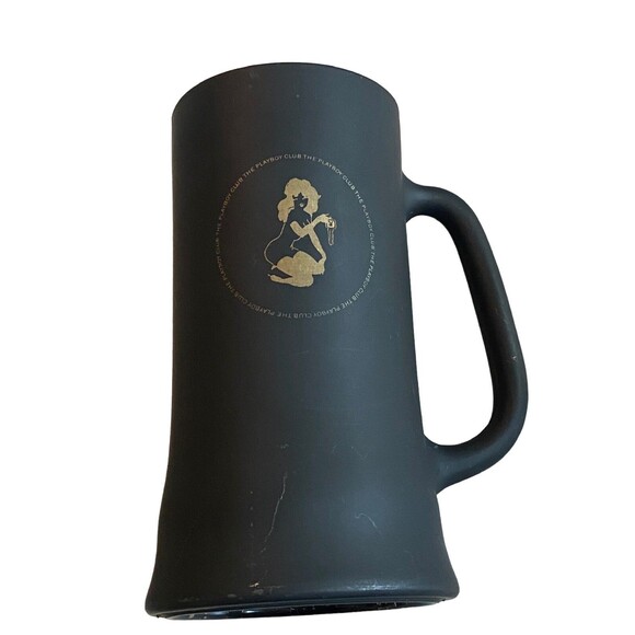 Nice Vintage 1970s The PLAYBOY Club Matte Black Glass Beer Mug RARE - Picture 2 of 8